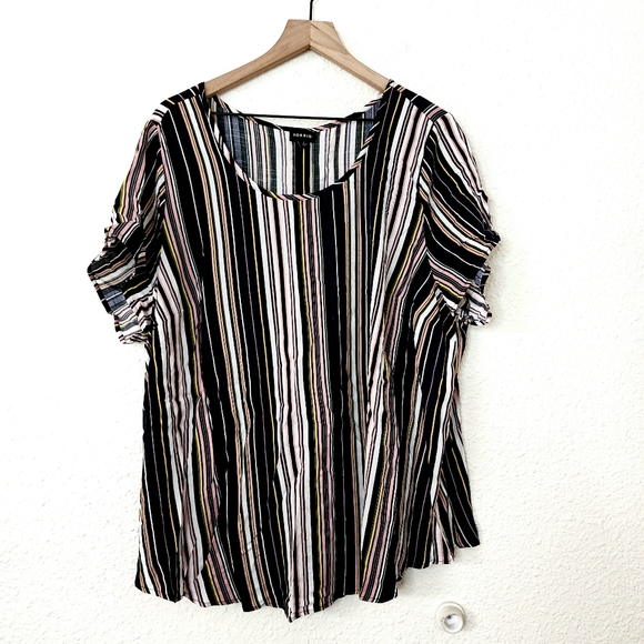 Torrid Abbey Rayon Slub Stripe Back Top Women's Plus Size 1X Multicolored Stripe - Picture 1 of 7